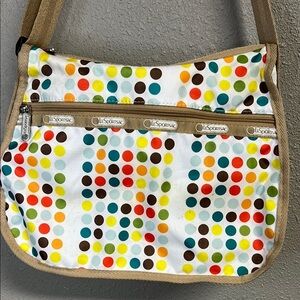 Lesportsac White and Red Shoulder Bag with Polka Dots